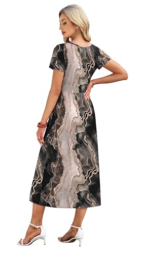 Image of OFEEFAN Summer Dresses for Women Flowy Casual A-Line Midi Dress Beach Vacation Sundresses with Pockets S-2XL