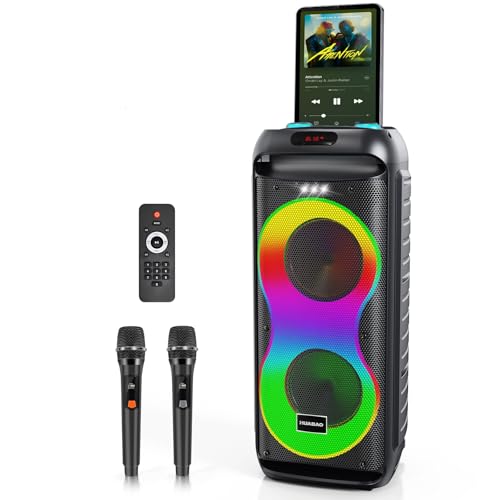 HUABAO Bluetooth Karaoke Speaker with 2 Wireless Microphones – 40W