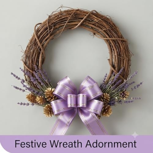 Image of Prokart - Pull Bow Gift Ribbon for Gift Wrapping, Large Decorative Pull Bows for Presents, Hampers, Flower Bouquets, Wedding, Birthday, Christmas & Party Decorations (15MM, Lavender, Pack of 100PC)