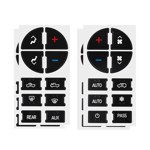 Surosha 2PCS AC Dash Button Repair Kit, Car Key Buttons Dashboard Stickers, Car Switch Panel Control Label Kit, Universal Waterproof Interior Radio Button Fixing Stickers for Cars SUVs Trucks (2PCS)