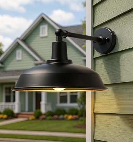 Evkcevla 15" Outdoor Barn Light, Straight Arm Barn Light, Black Farmhouse Industrial Style, Waterproof and Rustproof, Perfect for porches and garages. by Evkcevla - Image 5