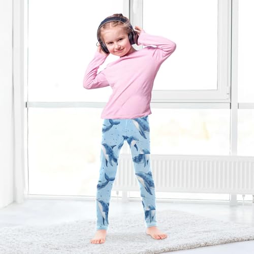 Watercolor Narwhal Animals Girls Leggings Kids Yoga Pants Dance Active Tights 4T4