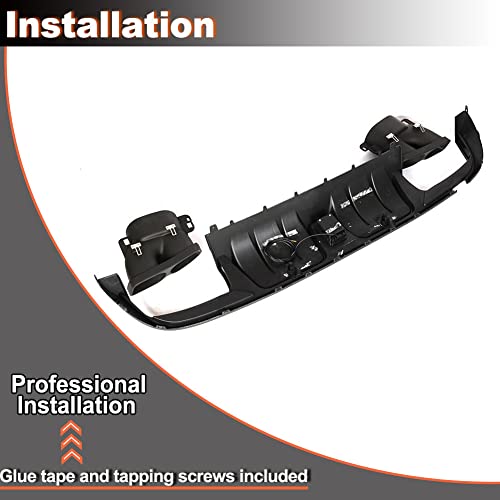 Mcarcar Kit Rear Bumper Diffuser Fits For Mercedes Benz C Class W205 C200 C250 C300 C350 C400 Sport C43 Amg Sedan 2015-2021 Pp Under Chin Lip Spoiler Splitter With Exhaust Tips (Gloss Black) #TOP5