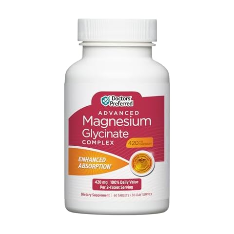 DOCTORS' PREFERRED Advanced Magnesium Glycinate Complex, Enhanced Absorption Technology, Highly Potent, Gentler, Doctor-Developed Formula. Heart Health, Mood Health and More 420 mg, 30-Day Supply Cover