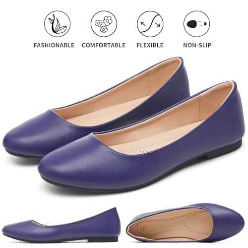 Image of Hash Bubbie Women's Flats Shoes Ballet Flats Dress Shoes Comfortable PU Leather Slip on Shoes for Women