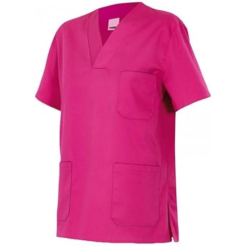 Camisola pijama de manga corta con escote en pico, Fucsia Cover