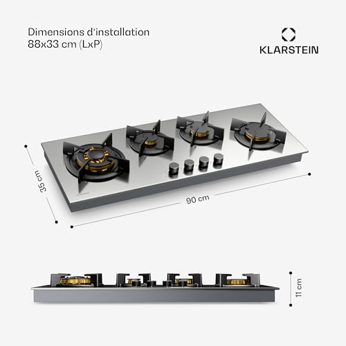 Klarstein Plaque de cuisson gaz 4 brûleurs pour gaz liquide ou naturel Table de cuisson à gaz Allumage électrique - vue 8