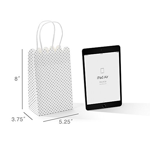 GSSUSA 50 Pcs White Gift Bags 5.25x3.25x8, Small Paper Bags with Handles for Shopping, Gift, Merchandise, Retail, Party Favor, Wedding, Gift Bags, Bags for Small Business, Boutique (White with Black Dot) - Thumbnail 4