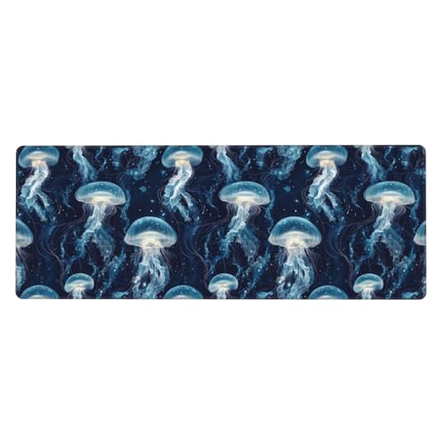 Grand tapis de souris de jeu bleu marine et tapis de bureau PC