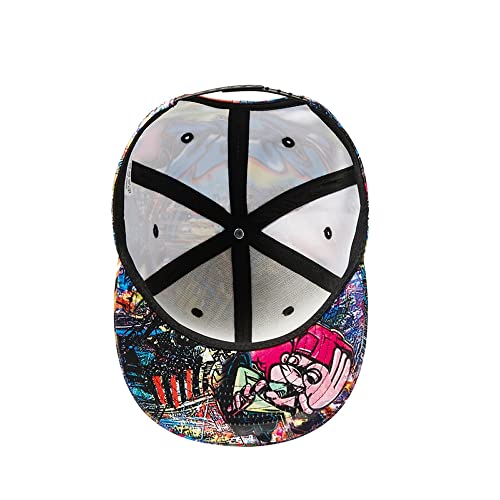 Image of Colorful Graffiti Snapback Hats for Men Women, Abstract Printed Sun Baseball Cap Flat Bill Youth Hip Hop Caps