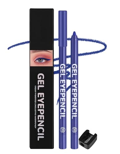 Erinde Lápiz de Ojos Azul Oscuro Resistente al Agua, Lápiz Gel para Delineado, Alta Pigmentación, Larga Duración, Incluye Sacapuntas para Aplicación Precisa #09