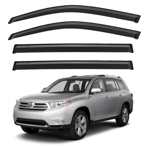 Image of Window Visors Rain Guards Shield for 2008-2013 Toyota Highlander, Out-Channel Window Vent Wind Deflectors Visors Shades for 08-13 Highlander Hybrid