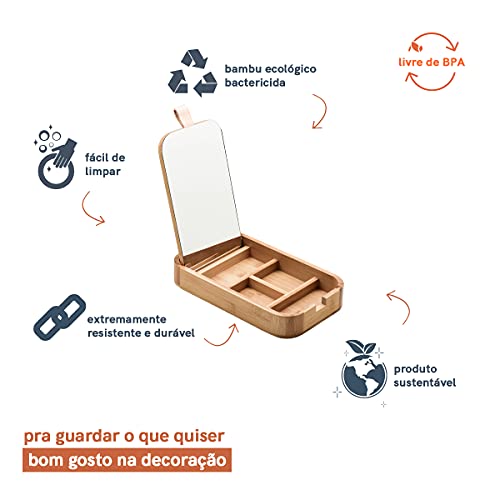 Porta Joias de Bambu com Espelho Médio - Oikos