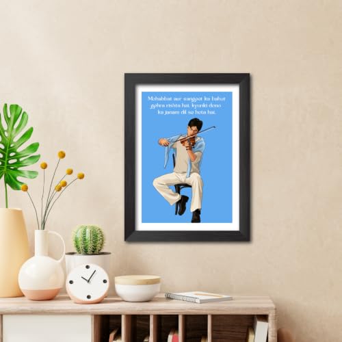 Image of TenorArts Mohabbatein Poster Bollywood Movie Shah Rukh Khan Quotes Vector Art Posters Photo Framed Painting With Black Wooden Textures (12inches x 9inches)