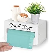Wooden Trash Bag Dispenser Wall Mounted, Farmhouse Plastic Bag Roll Holder, Garbage Bag Holder fo...