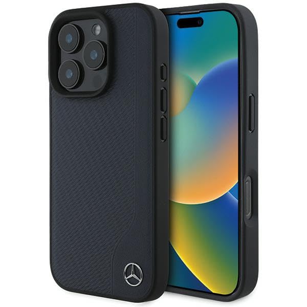 CG Mobile Mercedes MEHMP16X23RBGVV Étui pour iPhone 16 Pro Max 6,9" Marine MB Bois Imitation Cuir