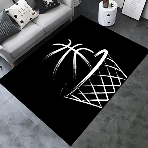 Image of Basketball Rugby Football Dunk Court Theme Print Area Rug Non Slip Floor Mat Absorbent Carpet Living Room Bedroom Sofa Indoor Outdoor Nursery Rugs Décor (Basketball-9)