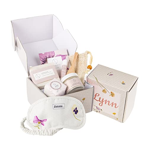 Lizush Luxury Spa Gift Basket And Self Care Gifts For Women With Lavender Soap Bar, Facial Mask, Lip Balm, Eye Mask, Soap Save, Shower Steamer - Lizush Card - 6 Piece Set #TOP7