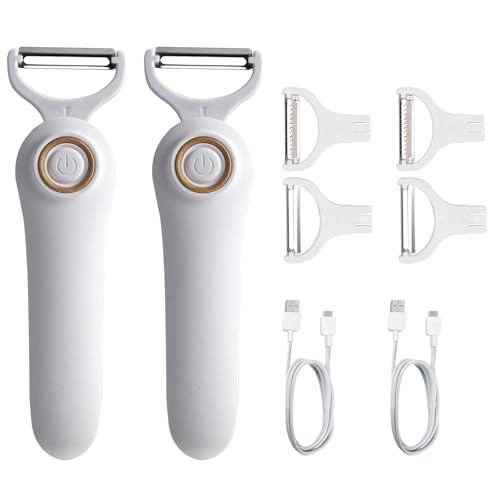 Éplucheur électrique sans fil à 3 lames, éplucheur électrique portatif, éplucheur rechargeable USB pour fruits et légumes, éplucheur de légumes sans fil (2 pieces)