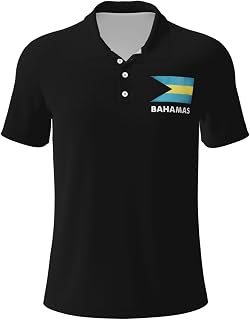 Bahamas Flag Polo Shirts for Men, Mens Golf Shirt Quick-Dry Short Sleeve Casual