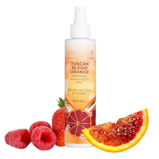 Pacifica Hair & Body Fragrance Mist - Tuscan Blood Orange - Sweet Citrus Scented Hair Perfume and Body Spray - Alcohol-Free, Long-Lasting Clean Fragrance, Vegan & Cruelty-Free, 6 Fl Oz