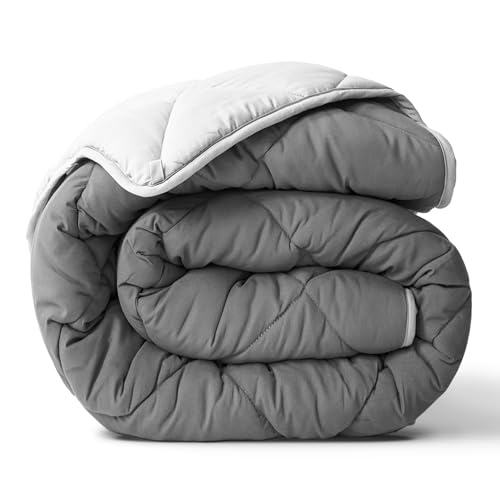 ViscoSoft All Seasons Twin/Twin XL Down Alternative Reversible Quilted Comforter - Breathable Twin Extra Long Premium Soft Microfiber, Gray