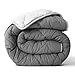 ViscoSoft - Reversible Down Alternative Comforter - Ultra Soft & Comfortable - Premium Microfiber Fill Never Clumps or Shifts - Hypoallergenic, Machine Washable - (Light Gray/Dark Gray) (Full/Queen)
