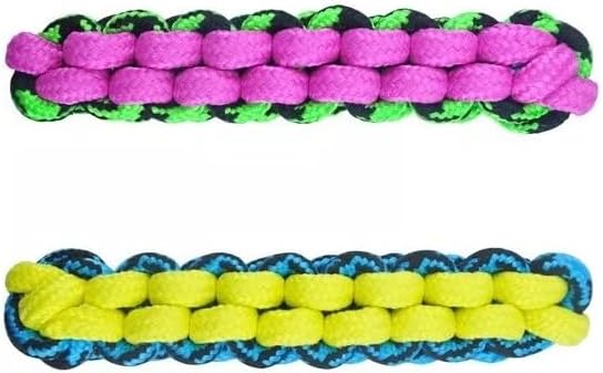 Braided Paracord Rope Dog Toy Tough Fetch Stick Chew Tug Choose Color 10 1/4" (2 Toys - Both Colors)