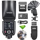 Application: The Godox V100-N Round Head Flash is suitable for Nikon Cameras, such as D5, D4, D850, D500, D750, D810, D610, D800, D300s, D300, D7500, D5300,D5200, D5100, D5000, D3300, D3200, D3100, D3000, D200, D100, D70S, D60, D90, D7100, D7000, Z7, Z6 ,Z8, Z7II, D780, ZFC, etc