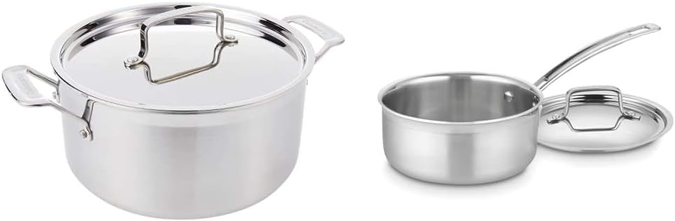 Cuisinart MultiClad Pro Stainless 6-Quart Saucepot with Cover & MultiClad Pro Stainless Steel 1-1/2-Quart Saucepan with Cover