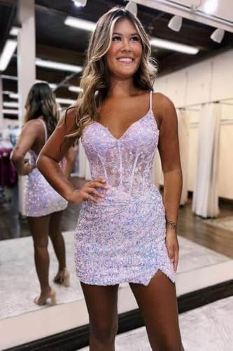 Sparkly Sequin Homecoming Dresses for Teens 2025 Corset Short Prom Dress Tight Mini Cocktail Party Gowns4