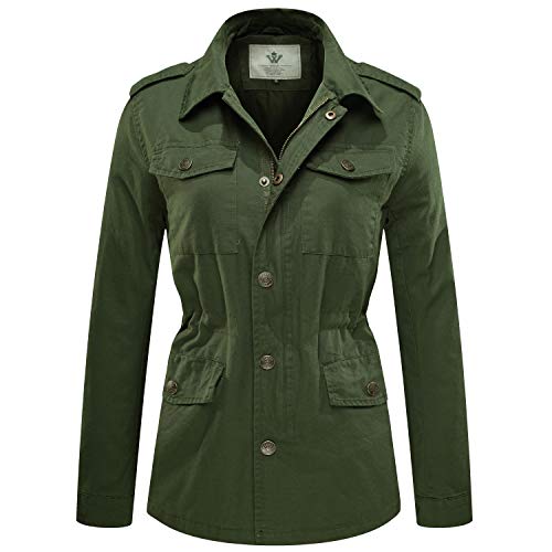 Preisvergleich Produktbild WenVen Damen Übergangsjacke Revers Windbreaker Grün Large
