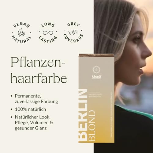 Tinte vegetal contra el pelo dañado con el champú clarificante khadi Berlin Blond 2