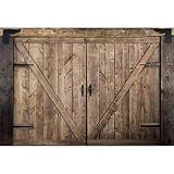 Picture of Baocicco 9x6ft Rustic Brown Barn Door Backdrops for Photoshoot Old Wooden Door Western Cowboy Farmhouse Photography Background Cowboy Birthday Baby Shower Wedding Ceremony Vinyl Video Background