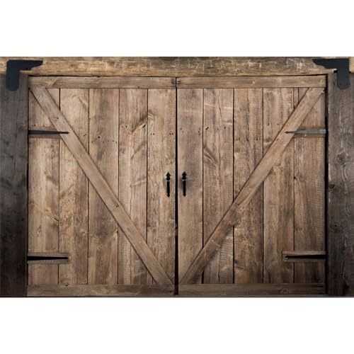 Porte de grange marron rustique en toile de fond photo 2,1x1,5m