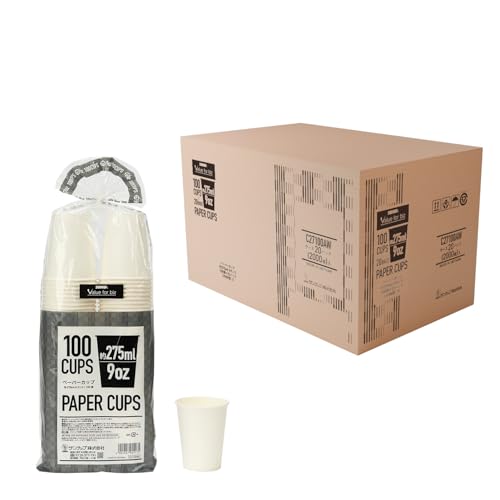 サンナップ 紙コップ 275ml 2,000個(100個×20パック) 内面ポリエチレン加工 耐熱 耐冷 漏れ防止 9オンス 9oz 白 大サイズ 試飲 試食 ケース販売 業務用 C27100AW（Amazon）