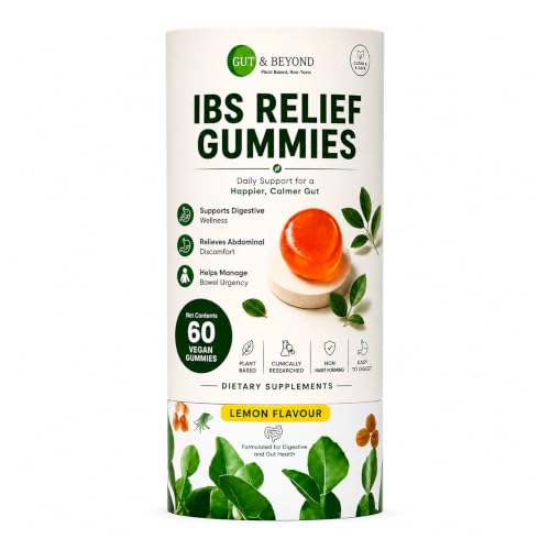 Image of Gut & Beyond IBS Relief Probiotic + Prebiotic Gummies 60 Count, Probiotics Supplement for Gut Health, Eases Gas, Bloating & Bowel Movements, Soothes Abdominal Discomfort & Gut Inflammation, Lemon Flavour