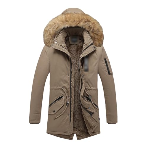 Parkas Homme Militaire d'Hiver : Veste Longue Chaude à Col Fourrure
