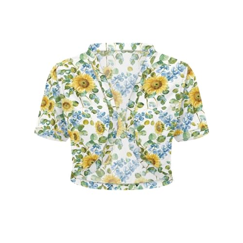 Image of Womens Short Sleeve Cardigans Lightweight Summer Cardigan Trendy Bolero Shrug Cute Floral Cardigan Sheer Bolero