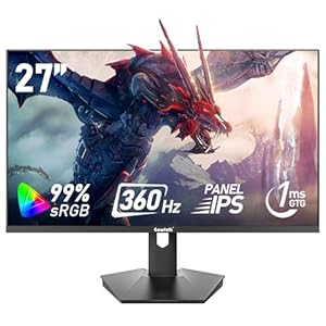 27-inch IPS PC Screen, 360Hz Gaming Monitor, 1ms, FreeSync99% sRGB, 400 cd/m² High Brightness, FHD, 178° Wide Viewing Angle, HDMI, DisplayPort, 100 * 100MM Wall Mount Compatible – Black