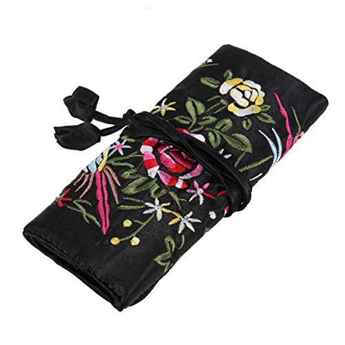 Tomaibaby Stickerei Schmuck Rolle Seide Stickerei Brokat Schmuck Tasche Rolle Schmuck Lagerung Pouch Make- Up Veranstalter Geschenk Taschen Cover