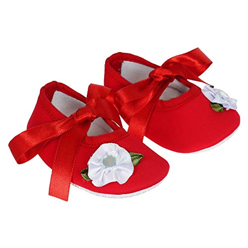Rsmart Cotton Red Booties Shoes with White Flower Applique and Ribbon Closure for Baby Girl & Boy (Red, 12_months) (B08WK8GH1X) Amazon Price History, Amazon Price Tracker