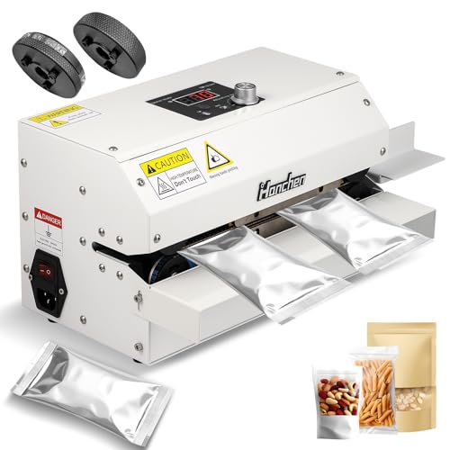 Máquina de sellado automático con rueda de impresión, sellador térmico continuo para bolsas de plástico, papel de aluminio y papel kraft