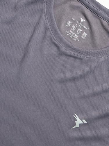 Image of TECHNOSPORT Men's Slim Fit Polyester Activewear Sports T-Shirt with Moisture-Wicking Comfort for Workout, Running & Gym