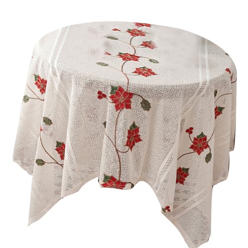 Nappe brodée en polyester lavable et anti-rayures pour table de fête