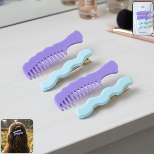 Image of Comb Shaped Hair Clips Set for Women and Womens, Stylish Decorative Comb Style Hair Pins for Daily Wear, Office, College and Party Styling, Pack of 24 Pieces