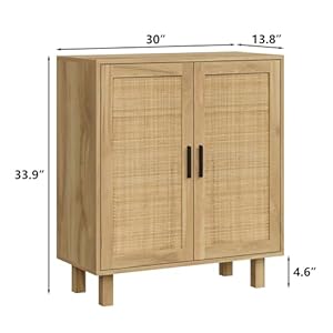 Rattan Buffet Cabinet Sideboard Buffet with Drawer Boho Credenzas Farmhouse Console Table for Dining Room Hallway Living Room