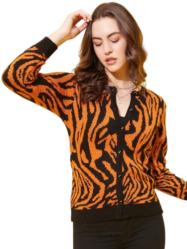 Image of Modeve Animal Print Round Neck Casual Women Sweater