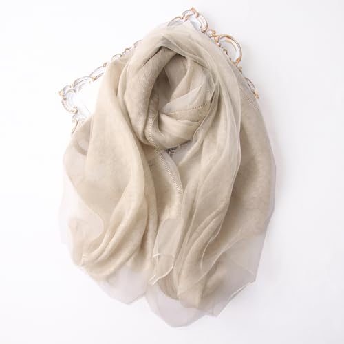 Women's Double Layer Scarf Lightweight Silk Wool Blend - Fluffy Airy All-Season Scarf Solid Color for Coats & Jackets2