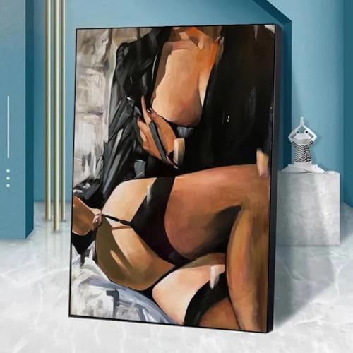 Graffiti femme nue sexy peinture sur toile déco murale hôtel 60x80